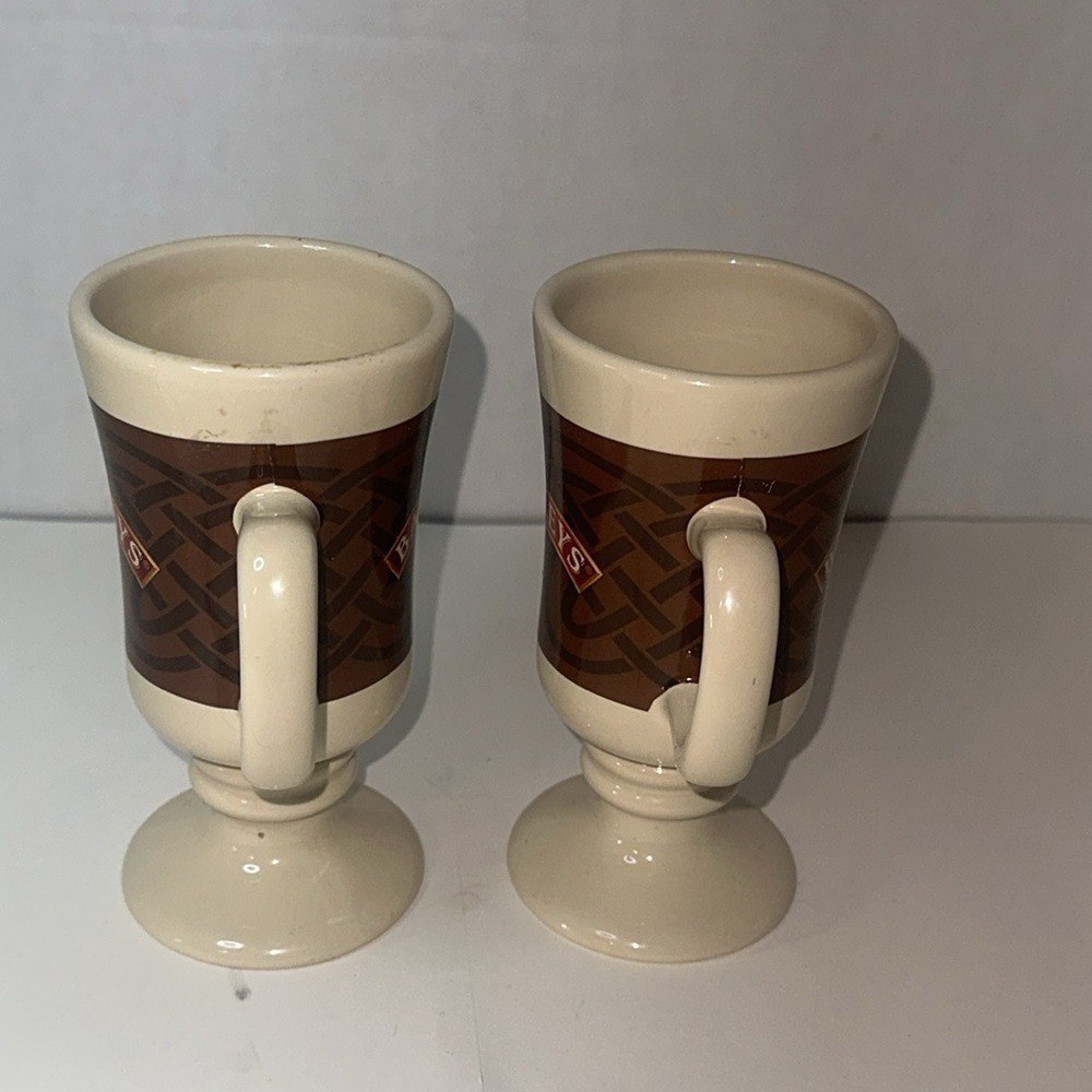Baileys Irish Cream Coffee‎ Mugs Cup Pedestal Foot Ceramic Set of 2 Vintage - Picture 2 of 6